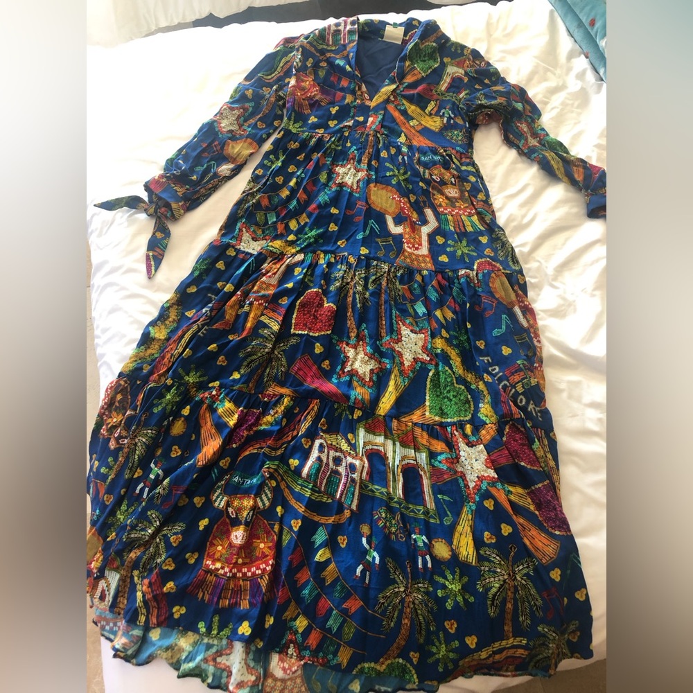 Farm Rio printed maxi dress, blue, worn once